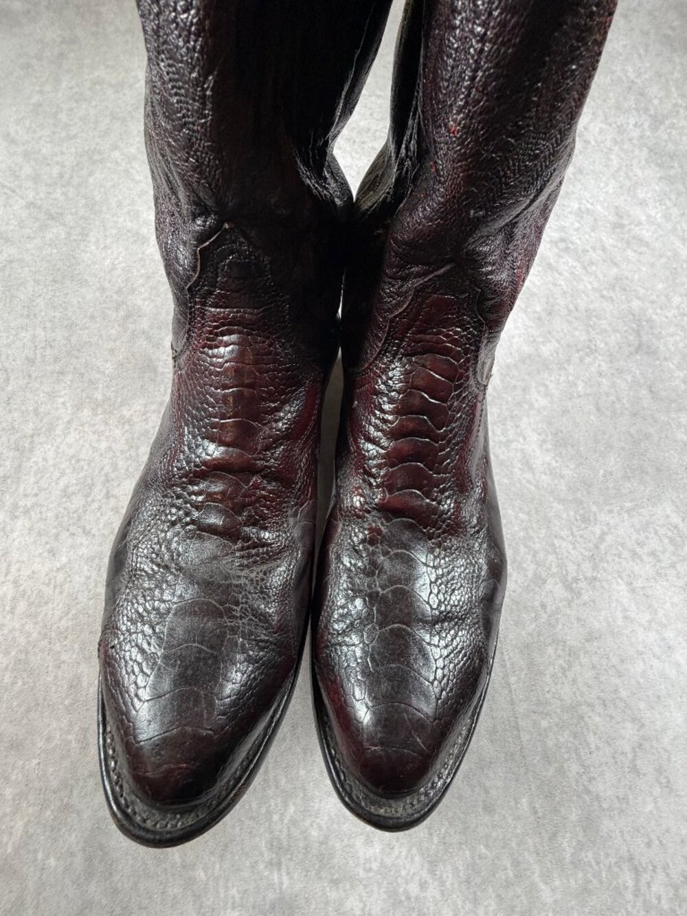 1883 Lucchese N1022R4 Men’s Ostrich Western Cowboy Boots Black Cherry 9.5EE - Picture 3 of 12